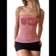 thumbnail image 1 of Top de Tubo Sin Tirantes con Estampado Floral para Mujer, Estilo Y2K, de Punto, Estilo Bandeau, para Verano Rosa L, 1 of 7