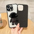 thumbnail image 4 of Electroplated Astronaut Hidden Stand Case for iPhone 14 Pro Max Case for Women with Camera Protection Foldable Astronaut Kickstand Phone Case Soft Glitter Bling Protective Case (Space Black), 4 of 12