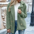 thumbnail image 2 of Herrnalise Jackets For Women Winter Lapel Double Breasted Loose Fitting Lamb Sweater Jacket Green,XL, 2 of 7