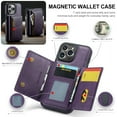 thumbnail image 4 of ELEHOLD for iPhone 11 Pro Detachable Wallet Case Premium PU Leather 2-in-1 Magnetic Removable Zipper Card Holders RFID Blocking Logo Hollow View Shockproof Protection Kickstand Case,purple, 4 of 8