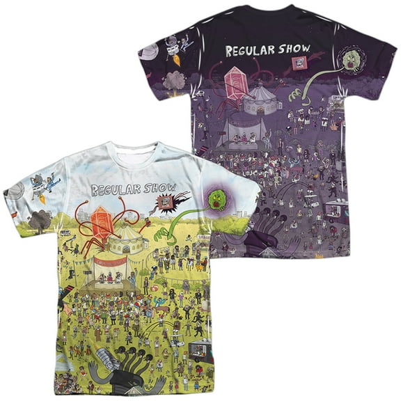 Regular Show Group Shot Unisex Adult Sublimated Costume T Shirt (Front/Back), 3X-Large Multicolor