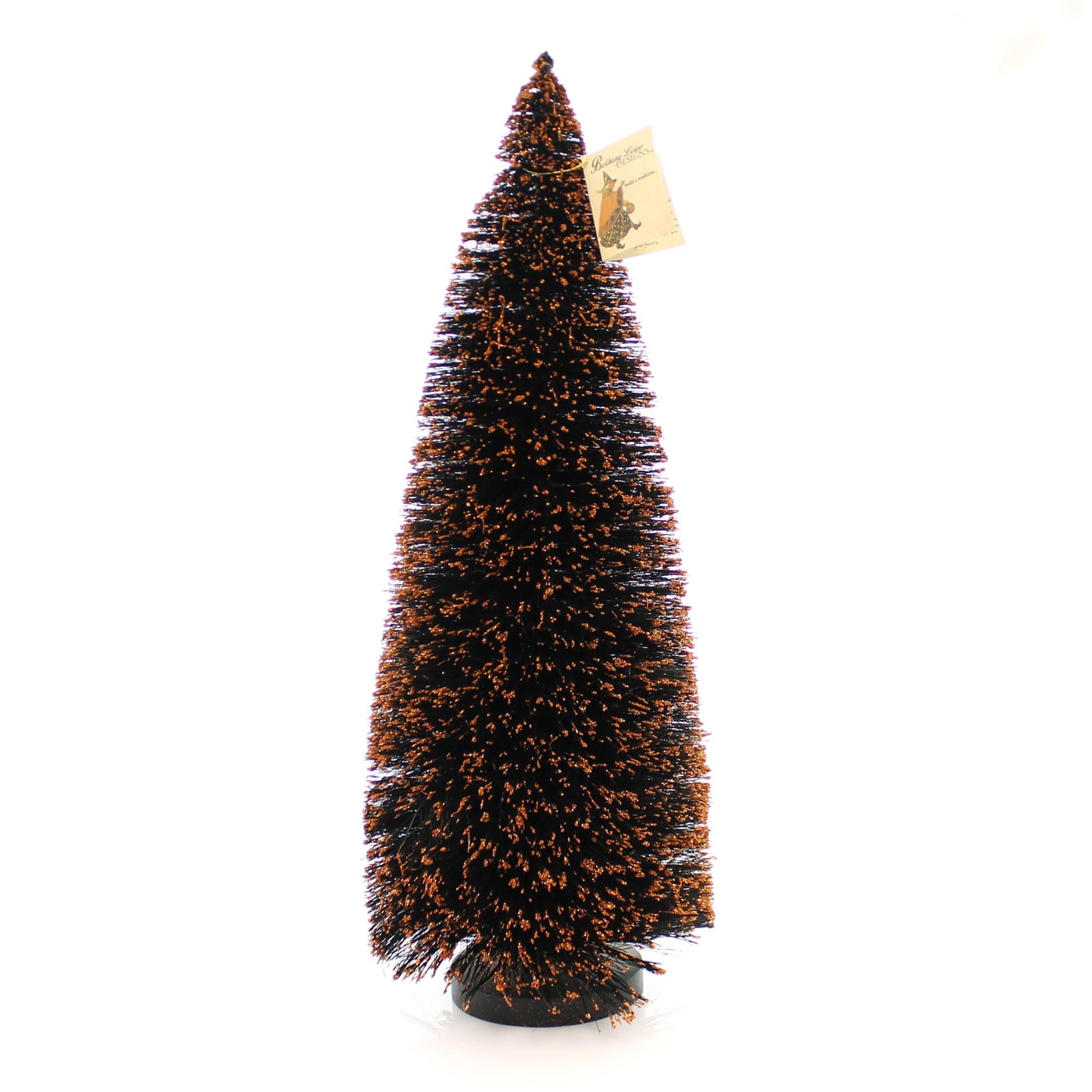 Halloween BLACK/ORANGE BOTTLE BRUSH TREE Plastic Glittered Lg2628xxl
