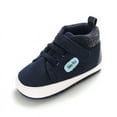 thumbnail image 5 of Baby Boys Shoes Soft Anti-Slip Sole Newborn First Walkers High Top Canvas Denim Unisex Infant Autumn Sneaker, 5 of 8