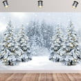thumbnail image 2 of Winter Scene Backdrop Wonderland Snowy Forest Snowflake Home Photography Background Glitter Falling Snow Christmas Tree Xmas New Year Party Decorations Banner Photo Booth Props, 2 of 4
