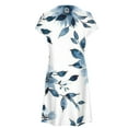 thumbnail image 5 of Viikei Womens Summer Dress Short Ruffle Sleeve Round Neck Mini Dress,Women's Casual Loose Summer Printed Short Sleeved Dress Blue S, 5 of 5