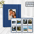 thumbnail image 3 of Mini Photo Album for 3-Inch Instant Prints, 208-Pocket Small Picture Book with Fabric Cover, Front Window & Elastic Band, Memory Organizer for Travel, Friends & Family, 3 of 5