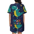 thumbnail image 3 of Picia Dinosau Space Explorer Pajamas Sets for Women Soft Short-Sleeved Pjs with Lounge Shorts Two Piece Sleepwear-Large, 3 of 9