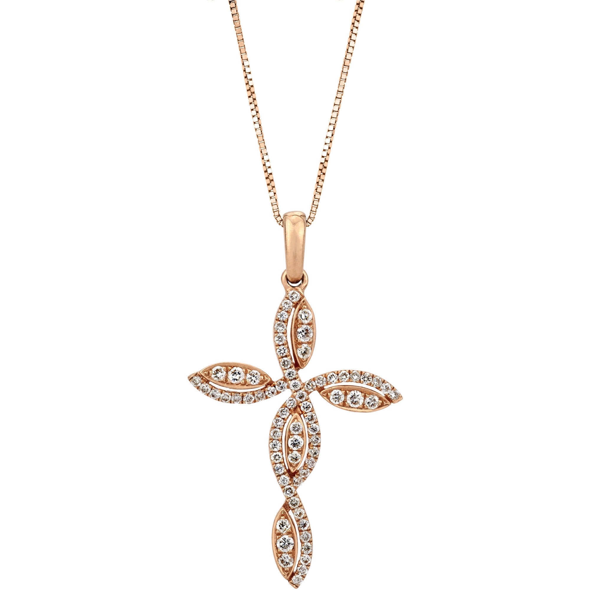 3 8 Carat T.W. Diamond 10kt Pink Gold Twisted Cross by Generic