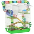 thumbnail image 2 of PawHut 5 Tiers Hamster Cage Small Animal Habitat with Exercise Wheels, Tube, Water Bottles, and Ladder, for Dwarf Hamster, Gerbil, Green, 2 of 9