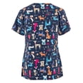 thumbnail image 4 of Snoarin Hauts d'Été Grande Taille pour Sortir pour Femmes Manches Courtes Col en V Hauts Uniforme de Travail Blouse à Imprimé Dessin Animé Uniformes de Travail pour Femmes en Liquidation, 4 of 4
