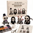 thumbnail image 2 of 4 Pack 3D Beaded Skeleton DIY Kit, Halloween Beading Craft Set with Step-by-Step Instructions, Spooky Skeleton Making Kit for Adults Kids, Tiered Tray Decor Halloween Party Home Holiday Gifts, 2 of 8