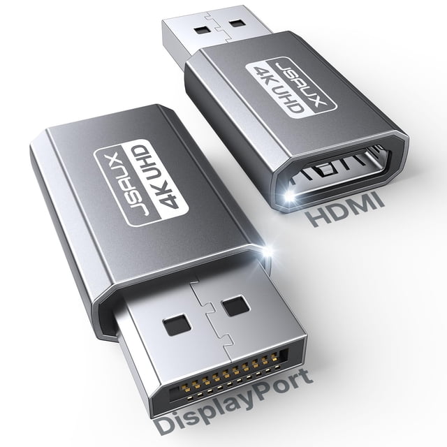 Adaptador DisplayPort a HDMI JSAUX 4K, paquete de 2 para PC, Dell, Lenovo