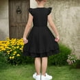 thumbnail image 5 of Spazoro Toddler Girls A-Line Dress, Round Neck Casual Solid Color Flutter Sleeve Princess Dresses for Child Girls Black Size 11 T, 5 of 9