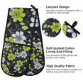 thumbnail image 2 of Yayeee Double Oven Mitt Kitchen Heat Resistant Baking 35" x7" Quilted Glove, White Flower Pattern, 2 of 6
