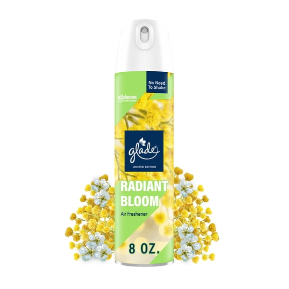 Glade Air Freshener Spray, Radiant Bloom Scent Limited Edition, Fragrance Infused with Essential Oils, 100% Natural Propellent, 8 oz