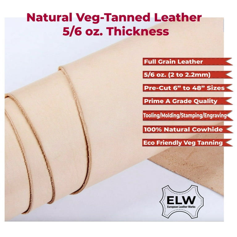 ELW Tooling Leather 5/6 OZ 2-2.4mm Thickness Rust Color Pre-Cut 8x8  Finished Full Grain Leather Cowhide Handmade Perfect for Crafting, Sewing