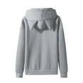 thumbnail image 2 of Lolmot Mens Cat Ears Hoodie Long Sleeve Fleece Sweatshirt Solid Color Casual Fleece Pullover Drawstrin Lightweight Top with Pocket, 2 of 3