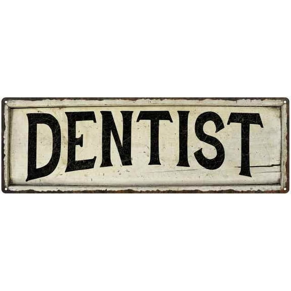 DENTIST Farmhouse Style Wood Look Sign Gift 8x24 Metal Decor 108240028141