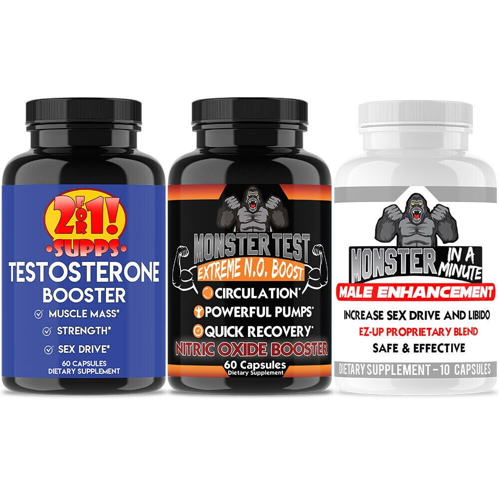 Testosterone Booster Trio W. Nitric Oxide N.O L'arginine Monster Minute