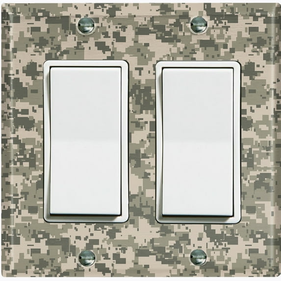 Metal Light Switch Plate Outlet Cover (ACU Camo - Double Rocker)