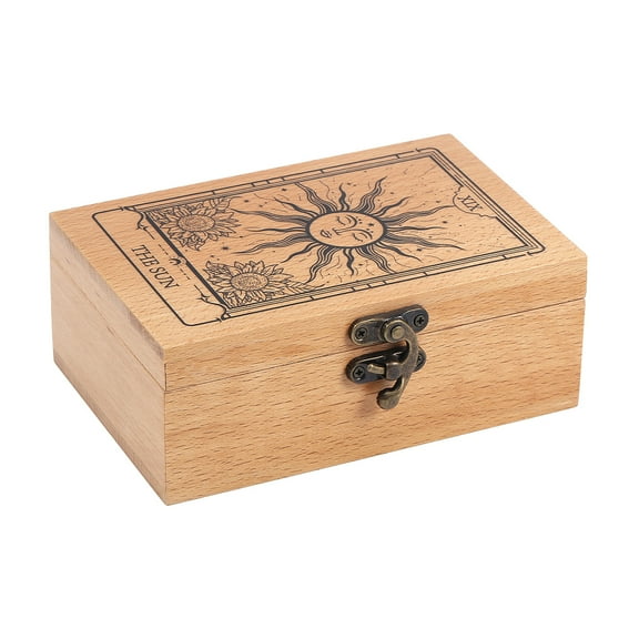 Beech Wooden Tarot Storage Boxes Rectangle BurlyWood 14.6x9.8x5.3cm