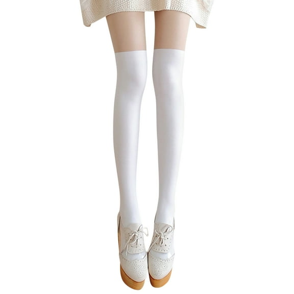 beishanbush Tights Women High Tube Stitching Stockings Velvet Pantyhose Thigh Anti-Hook Silk Bottoming Socks Tights Stocking White