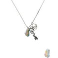 thumbnail image 2 of Delight Jewelry Silvertone Translucent Pastel Flying Butterfly - Love and Lock Charm Necklace, 18"+1", 2 of 4
