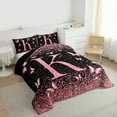thumbnail image 3 of Homewish Initial K Letter Bedding Comforter Set, Black Pink Sequin Print Twin Comforter Sets, Romantic Butterfly Animal Reversible Bedding Set, Luxury Bedroom Decor, 2pcs, 3 of 8