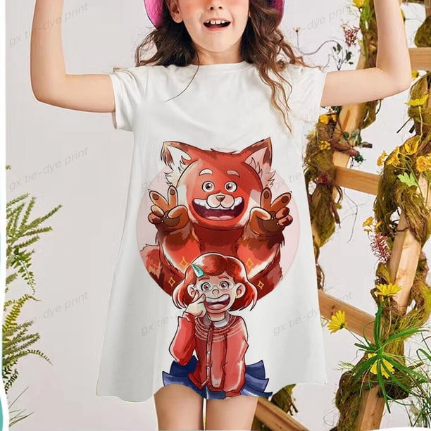 Niños niña camiseta verano Disney Anime Turnings rojo dibujos animados animales Panda vestido niño camisetas ropa niños ropa T-shirts2T zhangyuxiang CONDUJO