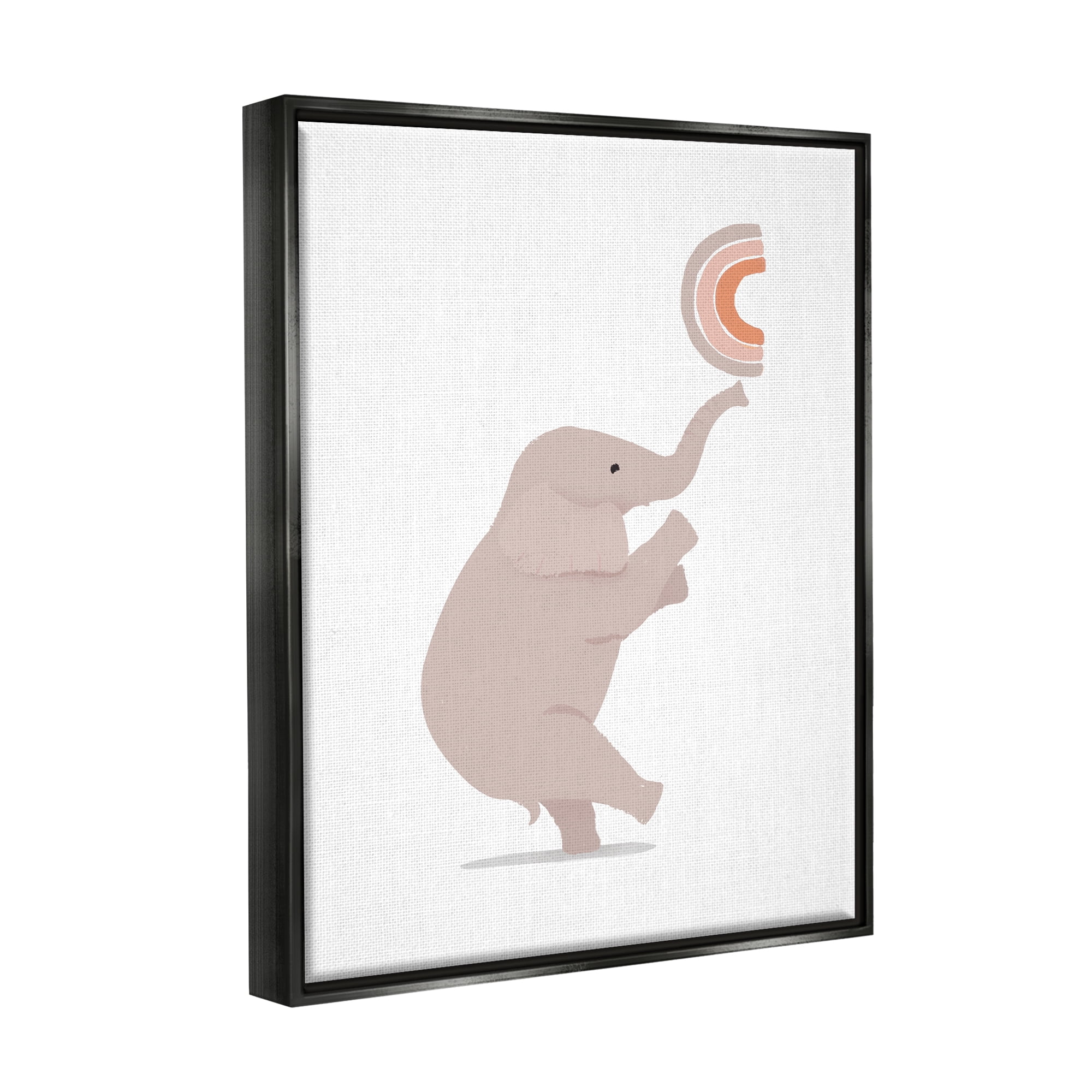 Stupell Industries Elephant Balancing Rainbow Animals & Insects Painting Black Floater Framed Art Print Wall Art, 25 x 31