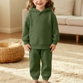 thumbnail image 2 of Girls Heavyweight Athletic 2 Piece – Soft Pullover Hoodie Sweatshirt & Joggers Sweatsuit,Color:Dark Green,Size:6-7 Years, 2 of 4
