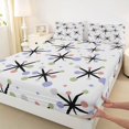 thumbnail image 5 of Castle Fairy Retro Starburst Graphic King Sheets 4pcs,Minimalism Circle Motif Bedding,Lavender Mint Pink,1 Flat Sheet, 1 Fitted Sheet and 2 Pillowcases, 5 of 7
