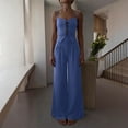thumbnail image 3 of Xuyuer Women's Two Piece Set - Solid Color Lace-Up Sleeveless Top and Wide Leg Pants Outfit for Casual Style and Coordinated Wear, 3 of 9