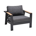 thumbnail image 4 of Armen Living Palau 4 Piece Outdoor Sofa Set in Dark Grey with Natural Teak Wood Accent Top, 4 of 8
