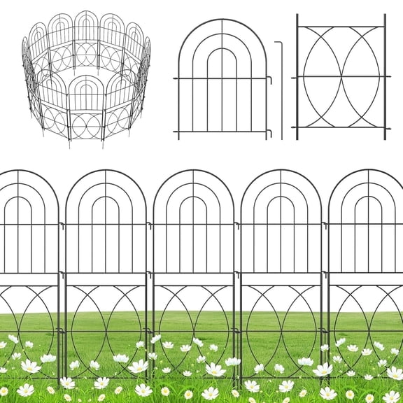 Metal Garden Pet Fence Set - 12 pieces, 32 inches high, 16 feet total length, easy to install, suitable for decorating gardens, flower beds, lawns and animal barriers.