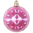thumbnail image 2 of Vickerman 3" Cerise Glitter Reflector Ornament 6/Bag. These ornaments feature a reflective effect with a glitter stripe accent. They are the perfect addition to any holiday decorating project. Include, 2 of 2