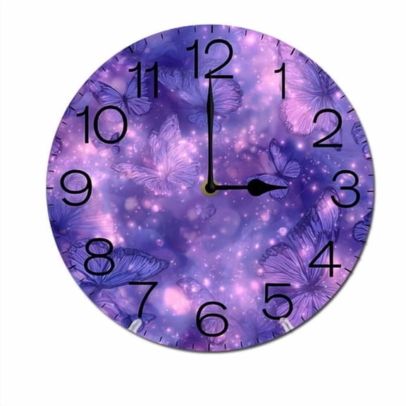 ZXCXRQFa Flying Butterfly Glowing Wall Clock Non Ticking Silent Kitchen Clock Round Battery Operated Clocks 10 inch for Living Room Bedroom Decor