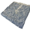 thumbnail image 4 of 50" X 60" Blue and White Woven Cotton Throw Blanket with Fringe, 4 of 5