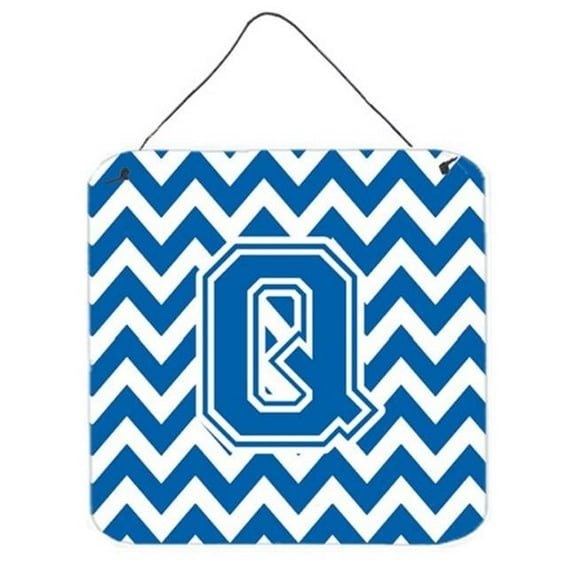 Letter Q Chevron Blue & White Wall or Door Hanging Prints, 6 x 0.02 x 6 in.