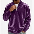 thumbnail image 5 of Qualvora Mens Velour Quarter Zip Pullover, Long Sleeve Stand Collar Sweatshirt with Metal Zipper, Loose Fit Solid Color Top, Fall Winter Party Night Out Wear for Men, 5 of 7