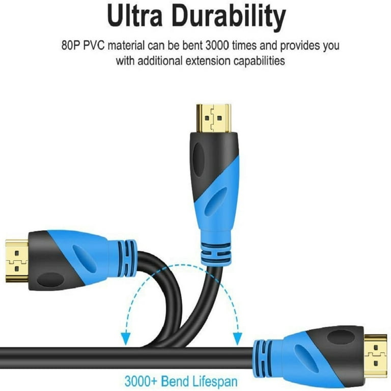 4K HDMI 50FT Cable (HDMI 2.0,18Gbps) Ultra High Speed Gold Plated  Connectors,Ethernet Audio Return,Video 4K,FullHD1080p 3D Arc Compatible  with UHD TV Monitor Laptop Xbox PS4/PS5 ect 