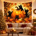 thumbnail image 3 of Pumpkin Cats Surrounded with Perched Very While Others, Playful Illustration for Cat Lovers, Animal Wall Decor, Halloween Gift, Tapestry Wall Hanging for Bedroom and Dorm, 3 of 7