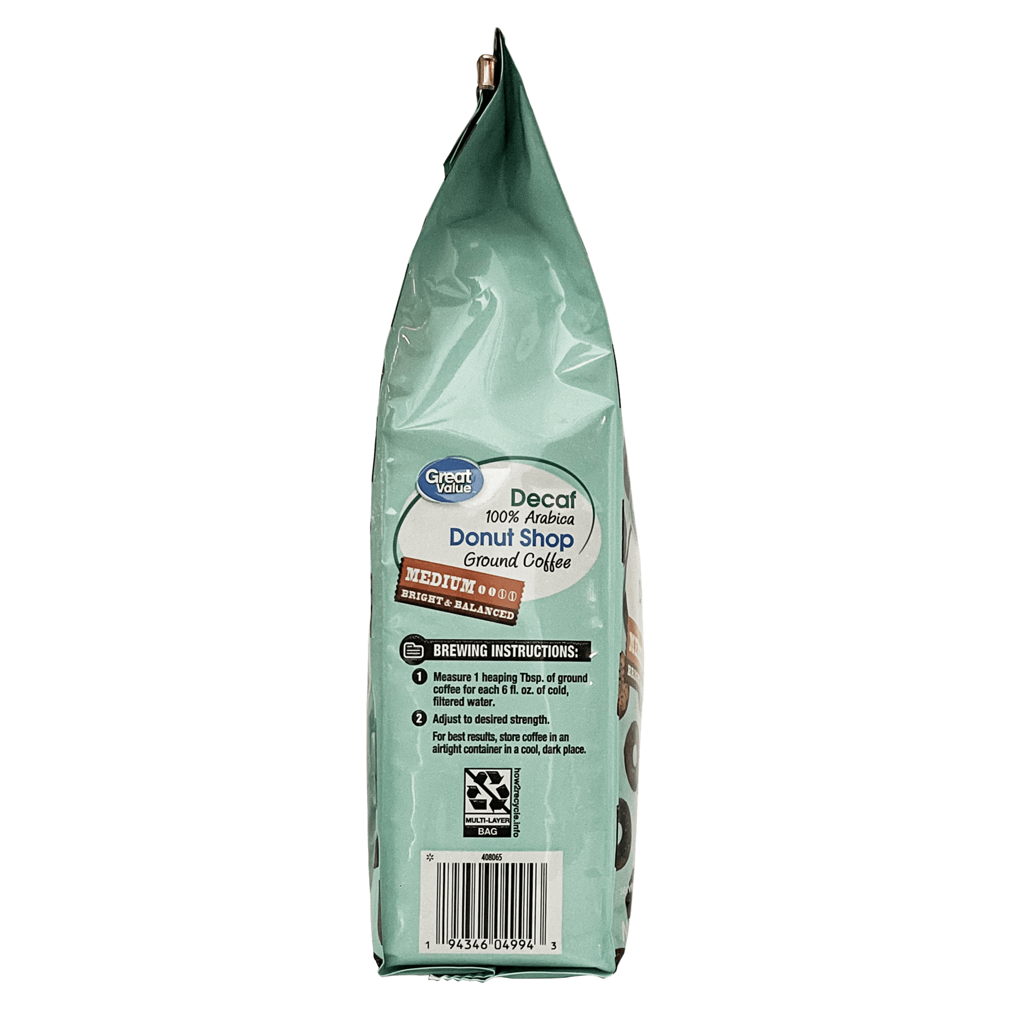 Great Value Donut Shop Decaf Coffee, 12 oz
