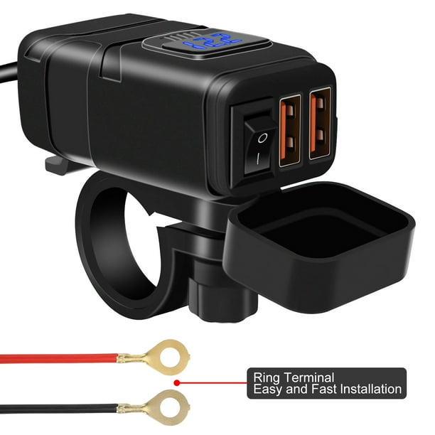Motorcycle USB Charger, Waterproof USB Phone Charger Adapter with