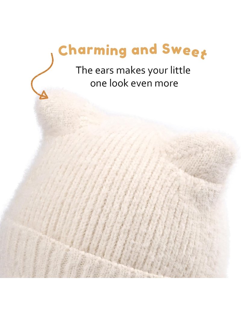 Kids Beanie Hat for Winter with Earfalp Children Cute Cat  display picture 2