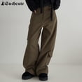 thumbnail image 4 of Pantalones vintage de cintura alta, holgados, con bolsillos, estilo Harajuku, de punto, estilo casual, para mujer, estilo hip hop, de pierna ancha y holgados., 4 of 6