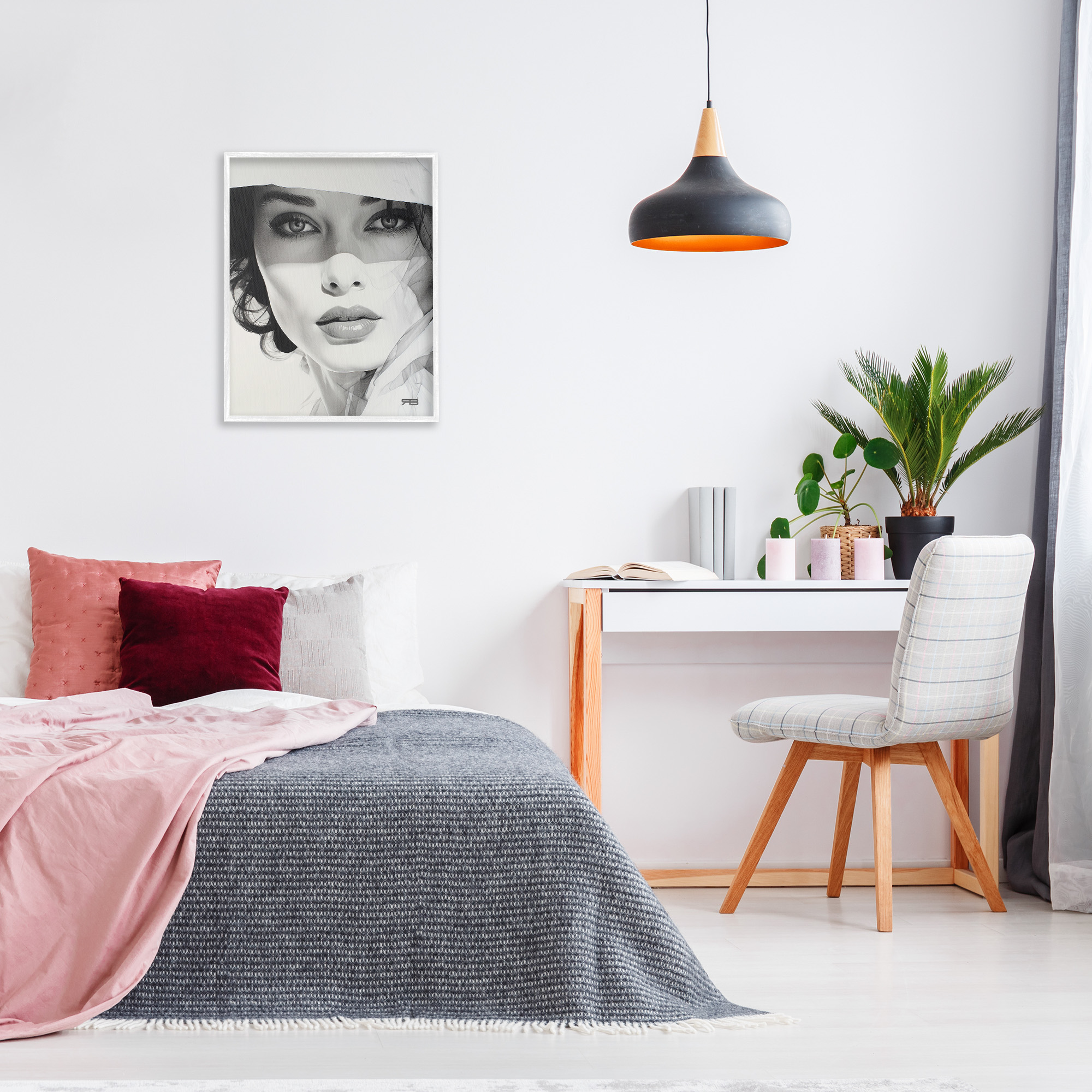 Stupell Industries Close Up Fashion Portrait Beauty & Fashion Painting White Framed Art Print Wall Art, 24 x 30