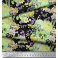 thumbnail image 3 of Soimoi Green Poly Georgette Fabric Insect,Skull & Flower Print Sewing Fabric BTY 52 Inch Wide, 3 of 3