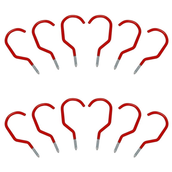 Bike Hooks,Heavy Duty Bicycle Storage Hooks Set,Utility Storage Hangers Plastic for Wall Mount/Ceiling Red Pack of 12