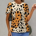 thumbnail image 6 of Leopard Print Pattern Womens Tops Women's Fashion Casual Short Sleeve Flower Print Round Neck Pullover Top Blouse, 6 of 6